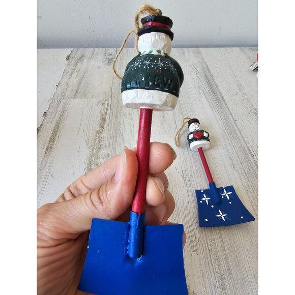 Vintage Eddie Walker shovel Santa snowman ornament Xmas tree heart star - Picture 3 of 7
